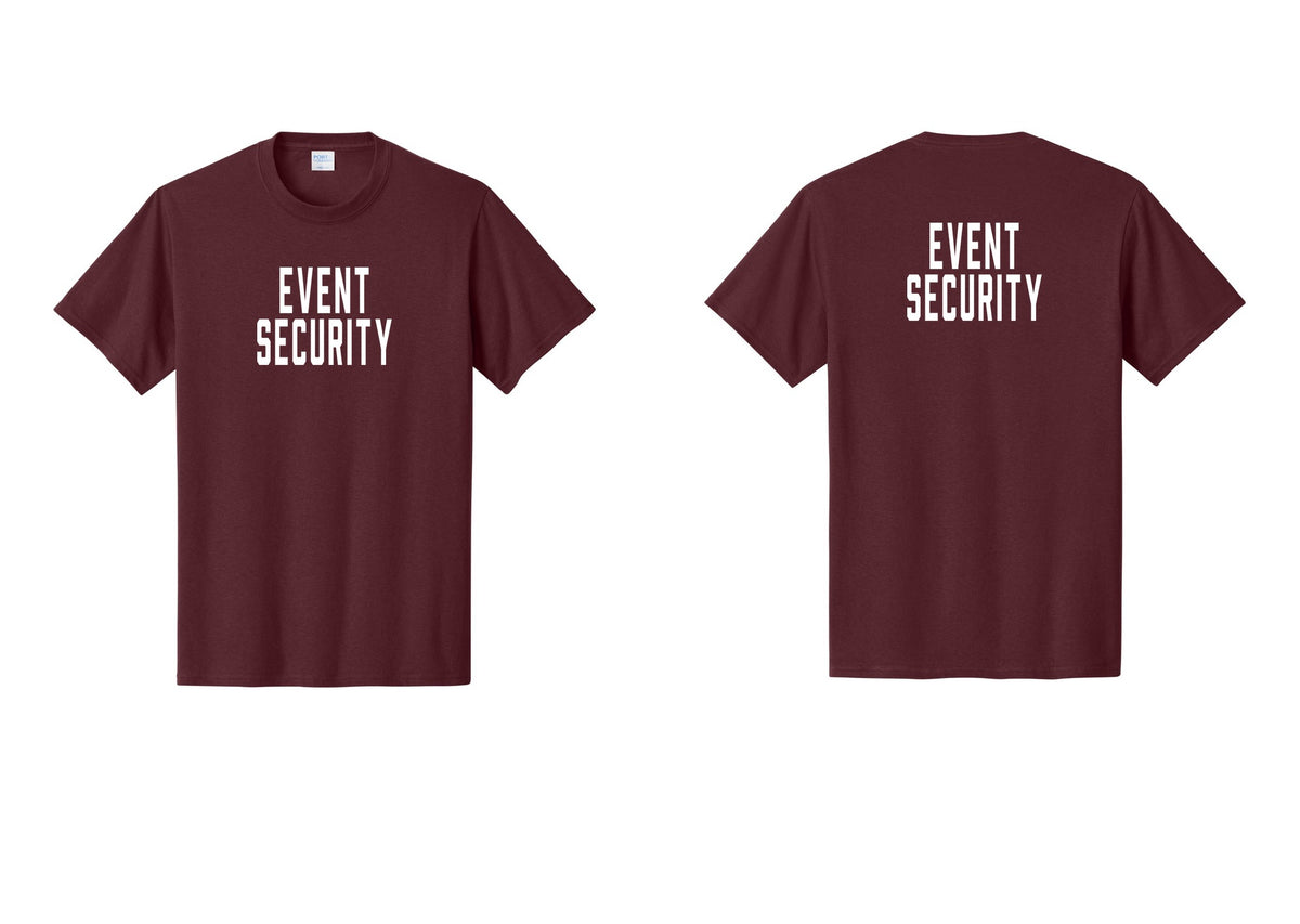 NYC Factory Event Security T-Shirt for Venues & Crowd Management (Classic) - Front + Back - Athletic Maroon
