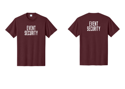 NYC Factory Event Security T-Shirt for Venues & Crowd Management (Classic) - Front + Back - Athletic Maroon