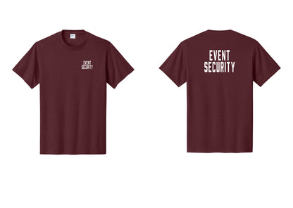 NYC Factory Event Security T-Shirt for Venues & Crowd Management (Classic) - Chest + Back - Athletic Maroon