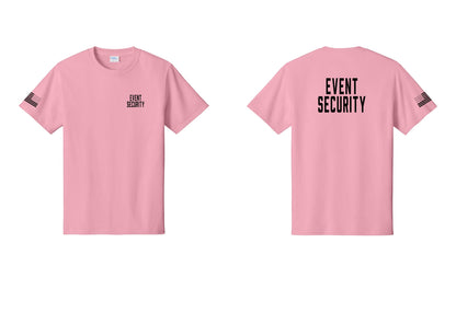 NYC Factory Event Security T-Shirt for Venues & Crowd Management (Classic) - Chest + Back + US Flag Sleeve - Candy Pink