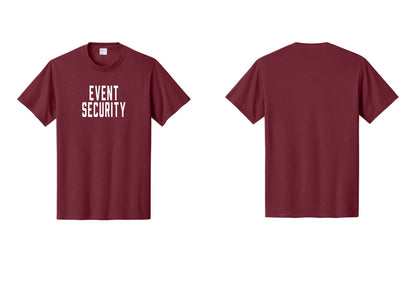 NYC Factory Event Security T-Shirt for Venues & Crowd Management (Classic) - Front Only - Cardinal