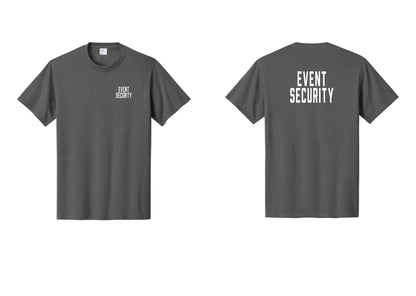 NYC Factory Event Security T-Shirt for Venues & Crowd Management (Classic) - Chest + Back - Charcoal