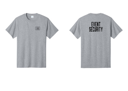 NYC Factory Custom Logo Event Security T-Shirt for Venues & Crowd Management (Classic) - Your Logo + Back - Athletic Heather