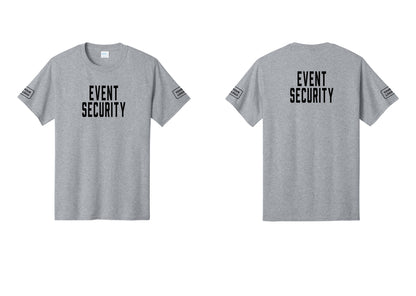 NYC Factory Custom Logo Event Security T-Shirt for Venues & Crowd Management (Classic) - Front + Back + Your Logo Sleeves - Athletic Heather
