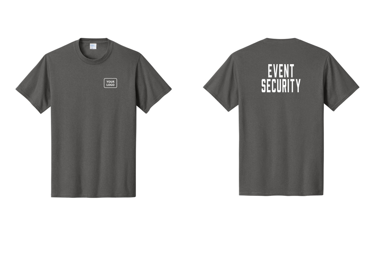 NYC Factory Custom Logo Event Security T-Shirt for Venues & Crowd Management (Classic) - Your Logo + Back - Charcoal