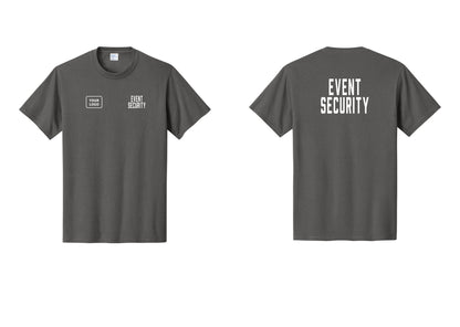 NYC Factory Custom Logo Event Security T-Shirt for Venues & Crowd Management (Classic) - EVENT SECURITY + Your Logo + Back - Charcoal