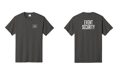 NYC Factory Custom Logo Event Security T-Shirt for Venues & Crowd Management (Classic) - Your Logo + Back - Dark Heather Grey