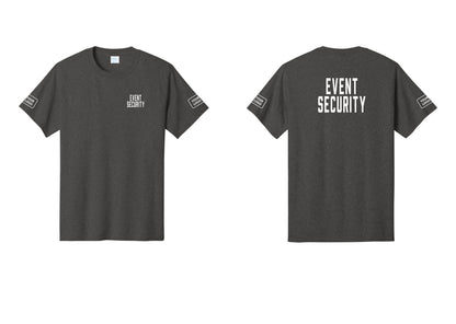 NYC Factory Custom Logo Event Security T-Shirt for Venues & Crowd Management (Classic) - Chest + Back + Your Logo Sleeves - Dark Heather Grey