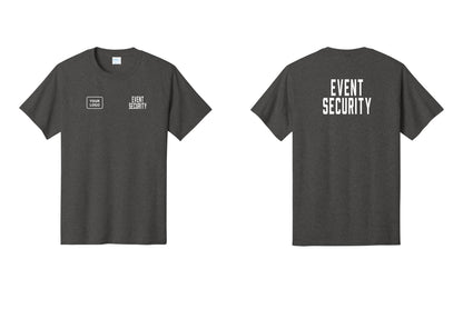 NYC Factory Custom Logo Event Security T-Shirt for Venues & Crowd Management (Classic) - EVENT SECURITY + Your Logo + Back - Dark Heather Grey