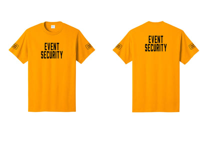 NYC Factory Custom Logo Event Security T-Shirt for Venues & Crowd Management (Classic) - Front + Back + Your Logo Sleeves - Gold