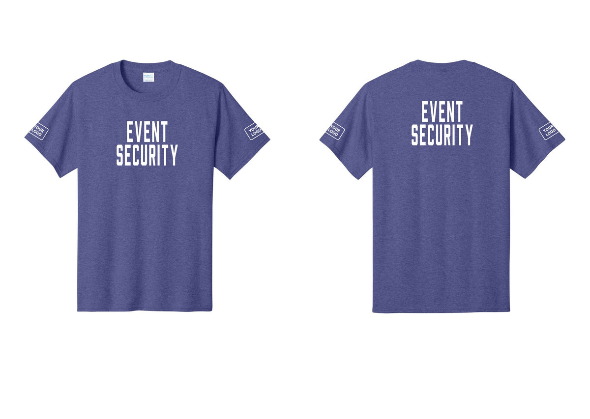 NYC Factory Custom Logo Event Security T-Shirt for Venues & Crowd Management (Classic) - Front + Back + Your Logo Sleeves - Heather Purple