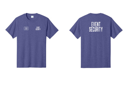 NYC Factory Custom Logo Event Security T-Shirt for Venues & Crowd Management (Classic) - EVENT SECURITY + Your Logo + Back - Heather Purple