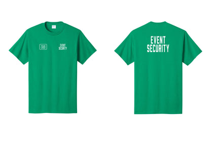 NYC Factory Custom Logo Event Security T-Shirt for Venues & Crowd Management (Classic) - EVENT SECURITY + Your Logo + Back - Kelly