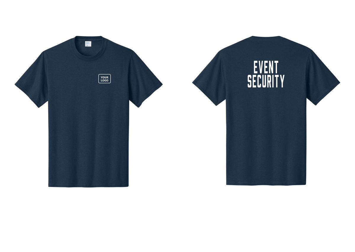 NYC Factory Custom Logo Event Security T-Shirt for Venues & Crowd Management (Classic) - Your Logo + Back - Navy