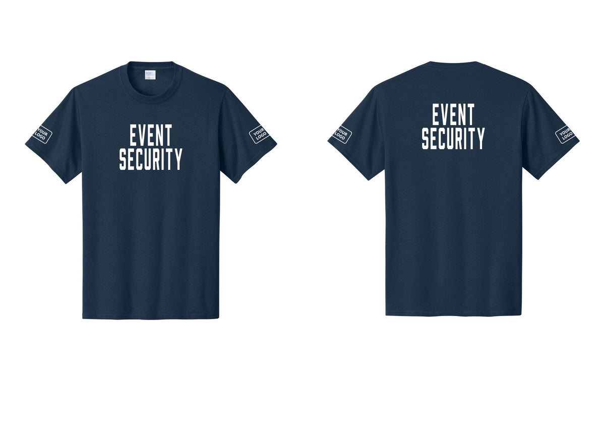 NYC Factory Custom Logo Event Security T-Shirt for Venues & Crowd Management (Classic) - Front + Back + Your Logo Sleeves - Navy