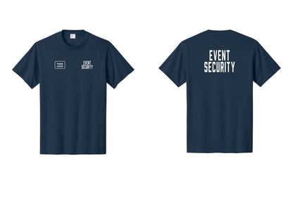 NYC Factory Custom Logo Event Security T-Shirt for Venues & Crowd Management (Classic) - EVENT SECURITY + Your Logo + Back - Navy
