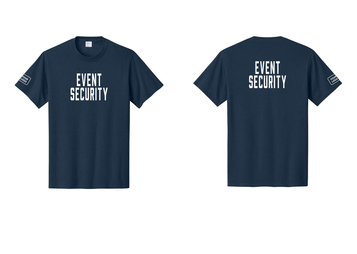 NYC Factory Custom Logo Event Security T-Shirt for Venues & Crowd Management (Classic) - Front + Back + Your Logo Sleeve - Navy