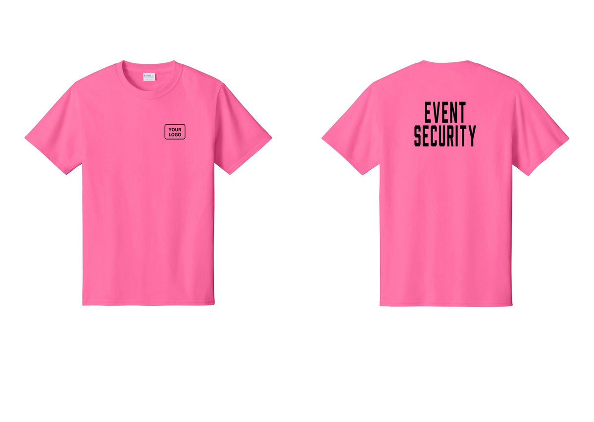 NYC Factory Custom Logo Event Security T-Shirt for Venues & Crowd Management (Classic) - Your Logo + Back - Neon Pink