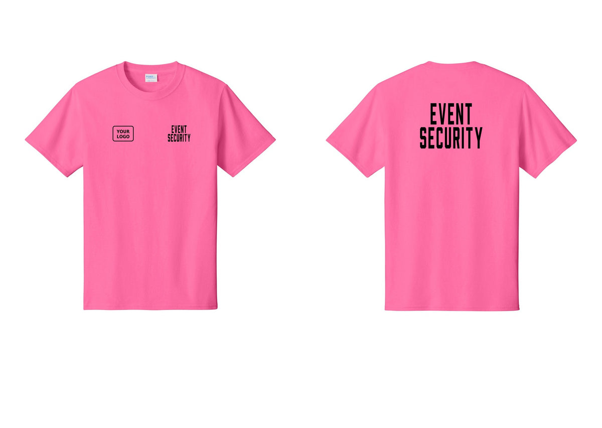 NYC Factory Custom Logo Event Security T-Shirt for Venues & Crowd Management (Classic) - EVENT SECURITY + Your Logo + Back - Neon Pink