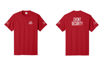 NYC Factory Custom Logo Event Security T-Shirt for Venues & Crowd Management (Classic) - Chest + Back + Your Logo Sleeves - Red