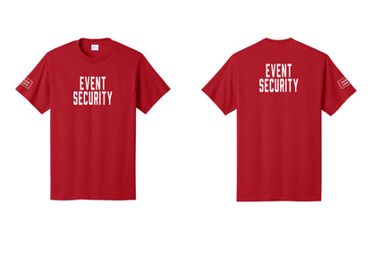 NYC Factory Custom Logo Event Security T-Shirt for Venues & Crowd Management (Classic) - Front + Back + Your Logo Sleeve - Red