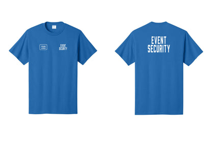 NYC Factory Custom Logo Event Security T-Shirt for Venues & Crowd Management (Classic) - EVENT SECURITY + Your Logo + Back - Royal