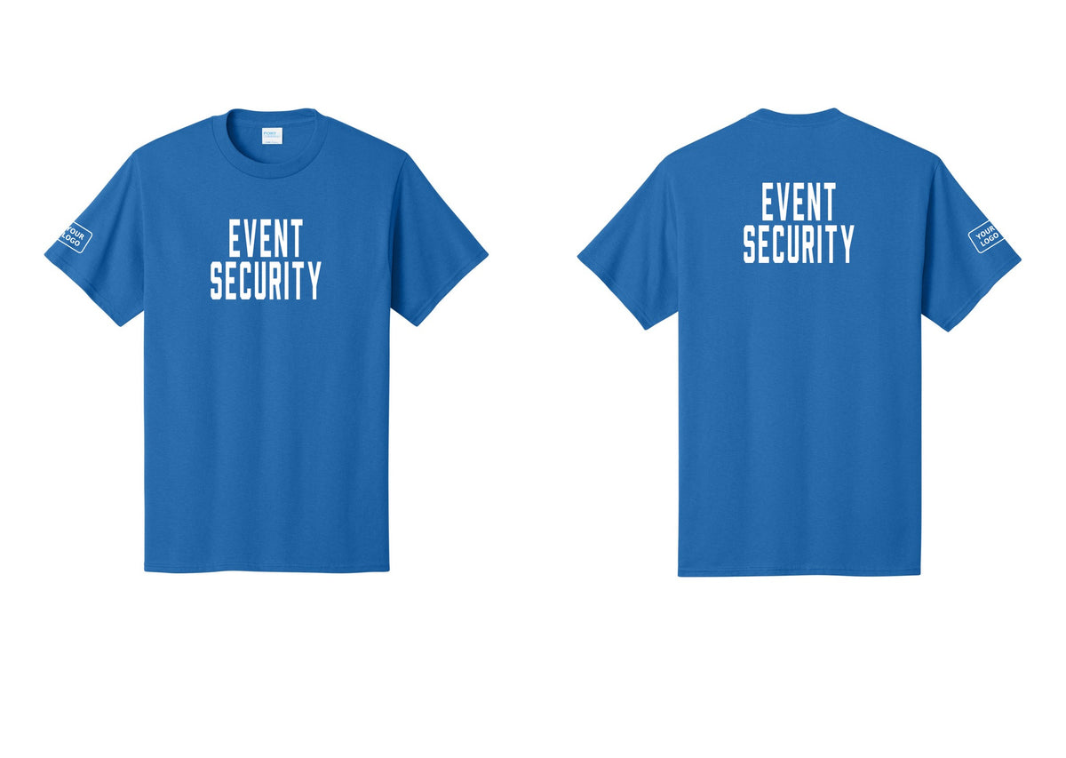 NYC Factory Custom Logo Event Security T-Shirt for Venues & Crowd Management (Classic) - Front + Back + Your Logo Sleeve - Royal