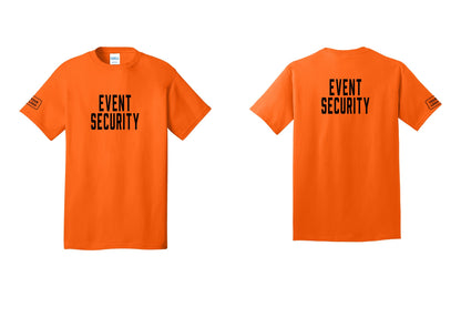 NYC Factory Custom Logo Event Security T-Shirt for Venues & Crowd Management (Classic) - Front + Back + Your Logo Sleeve - Safety Orange
