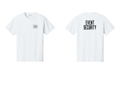 NYC Factory Custom Logo Event Security T-Shirt for Venues & Crowd Management (Classic) - Your Logo + Back - White