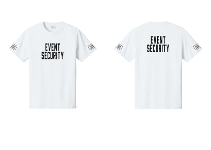 NYC Factory Custom Logo Event Security T-Shirt for Venues & Crowd Management (Classic) - Front + Back + Your Logo Sleeves - White