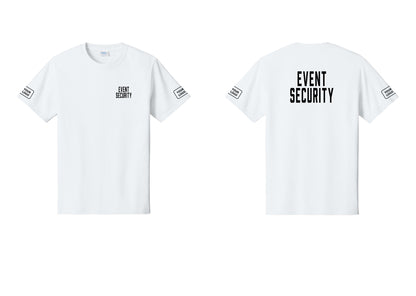 NYC Factory Custom Logo Event Security T-Shirt for Venues & Crowd Management (Classic) - Chest + Back + Your Logo Sleeves - White