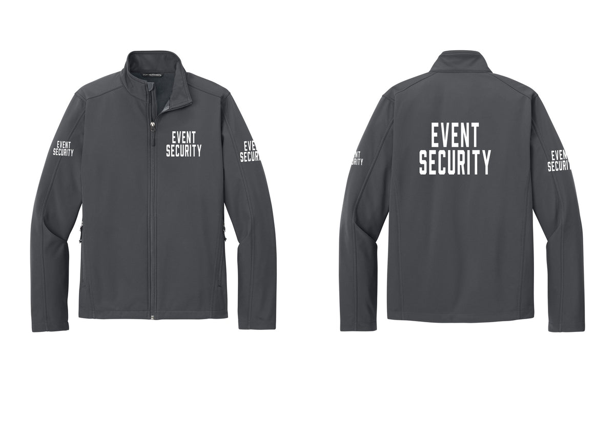 NYC Factory Event Security Soft Shell Jacket (Classic) - Chest + Back + Event Security Sleeves - Battleship Grey
