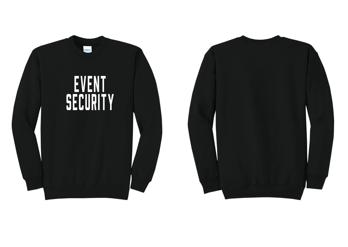NYC Factory Event Security Cotton Fleece Crewneck Sweatshirt (Classic) - Front Only - Black