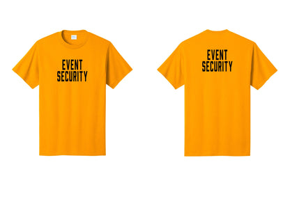 NYC Factory Event Security T-Shirt for Venues & Crowd Management (Classic) - Front + Back - Gold