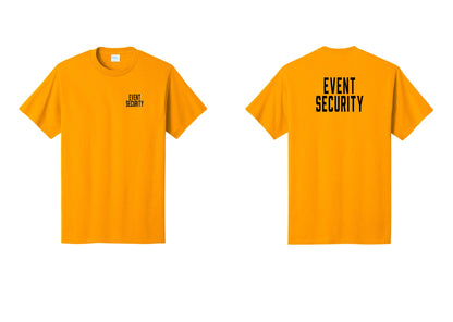NYC Factory Event Security T-Shirt for Venues & Crowd Management (Classic) - Chest + Back - Gold