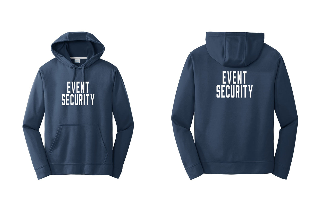NYC Factory Event Security Performance Hooded Fleece Pullover Sweatshirt (Classic) - Front + Back - Navy