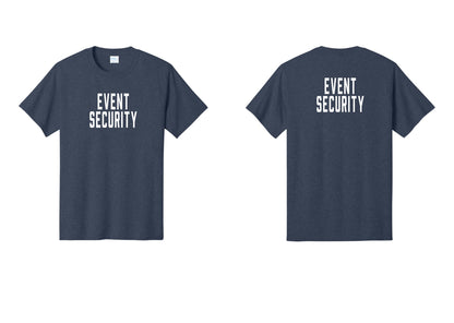 NYC Factory Event Security T-Shirt for Venues & Crowd Management (Classic) - Front + Back - Heather Navy