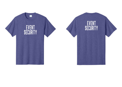 NYC Factory Event Security T-Shirt for Venues & Crowd Management (Classic) - Front + Back - Heather Purple
