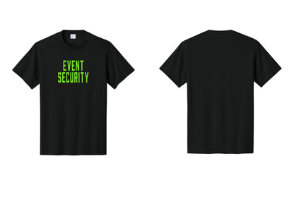 NYC Factory Event Security T-Shirt for Venues & Crowd Management (Classic) - Front Only - Black / Neon