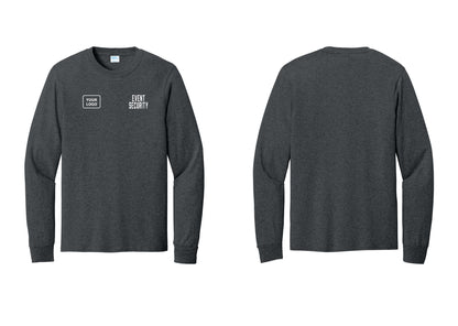 NYC Factory Custom Logo Event Security Cotton Long Sleeve T-Shirt (Classic) - EVENT SECURITY + Your Logo - Dark Heather Grey