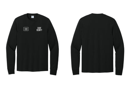NYC Factory Custom Logo Event Security Cotton Long Sleeve T-Shirt (Classic) - EVENT SECURITY + Your Logo - Black