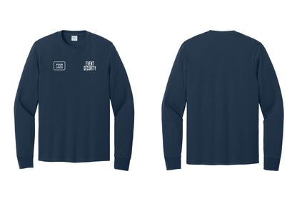 NYC Factory Custom Logo Event Security Cotton Long Sleeve T-Shirt (Classic) - EVENT SECURITY + Your Logo - Navy