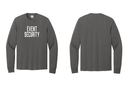 NYC Factory Event Security Cotton Long Sleeve T-Shirt (Classic) - Front Only - Charcoal