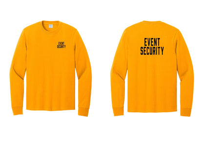 NYC Factory Event Security Cotton Long Sleeve T-Shirt (Classic) - Chest + Back - Gold