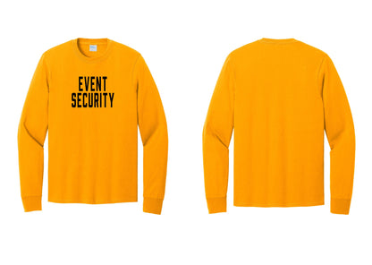 NYC Factory Event Security Cotton Long Sleeve T-Shirt (Classic) - Front Only - Gold