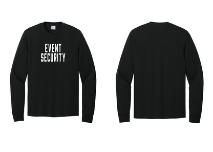 NYC Factory Event Security Cotton Long Sleeve T-Shirt (Classic) - Front Only - Black