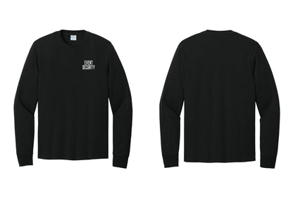 NYC Factory Event Security Cotton Long Sleeve T-Shirt (Classic) - Chest Only - Black