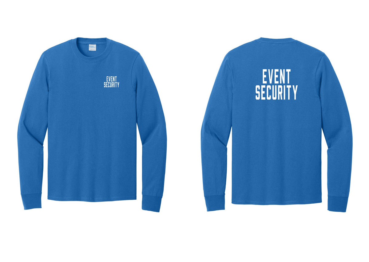 NYC Factory Event Security Cotton Long Sleeve T-Shirt (Classic) - Chest + Back - Royal