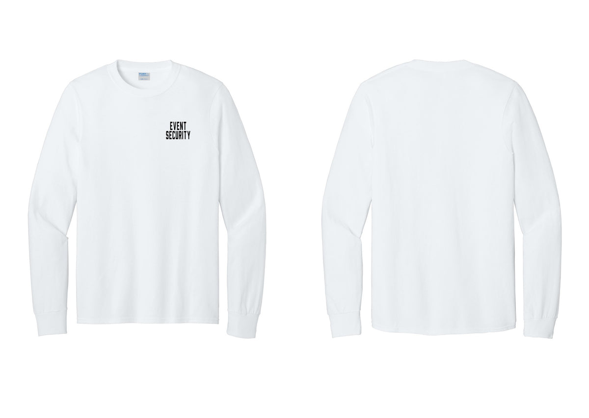 NYC Factory Event Security Cotton Long Sleeve T-Shirt (Classic) - Chest Only - White