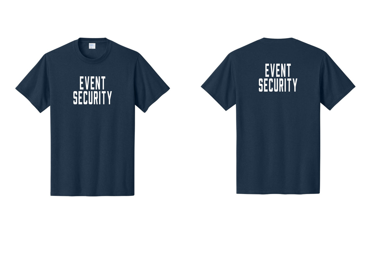 NYC Factory Event Security T-Shirt for Venues & Crowd Management (Classic) - Front + Back - Navy